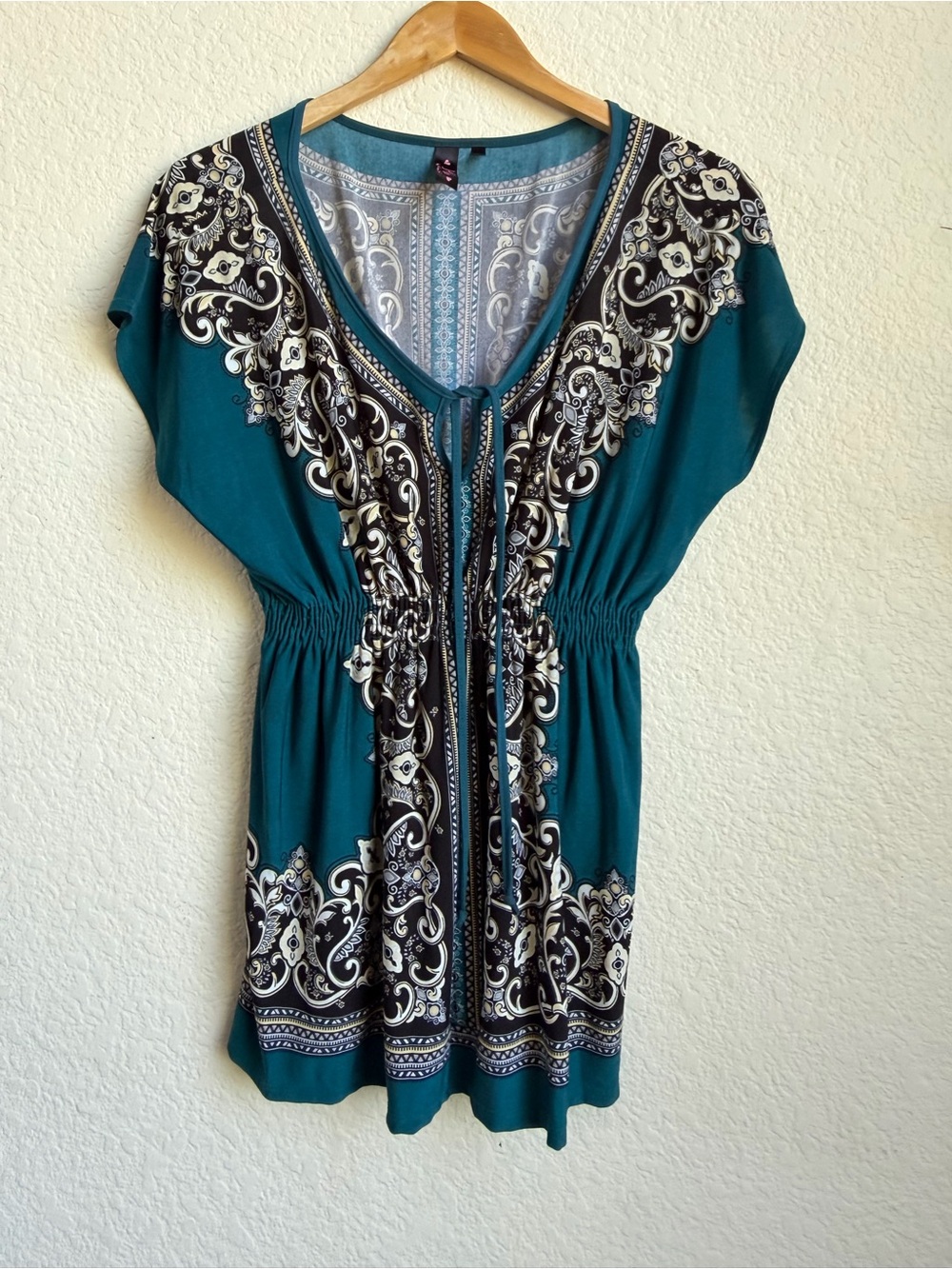 Teal Paisley Boho Blouse